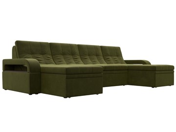 П-образный диван Лига-035 мини, Зеленый (микровельвет) в Артемовском