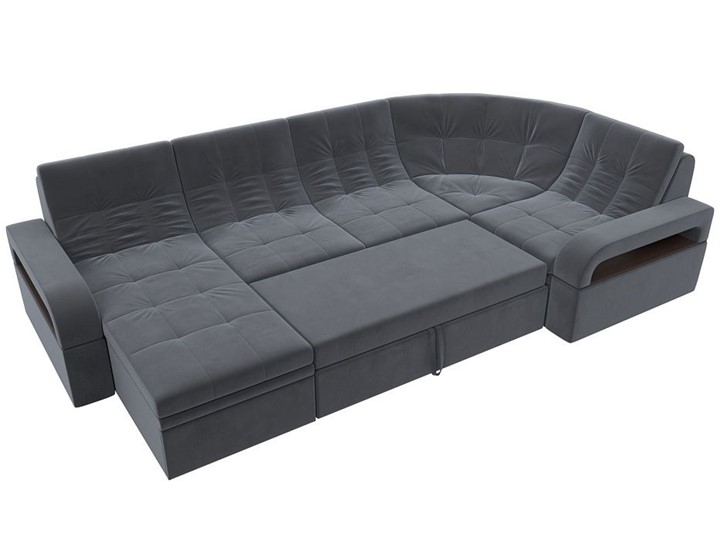 П-образный диван Лига-035, Серый (велюр) в Первоуральске - изображение 1