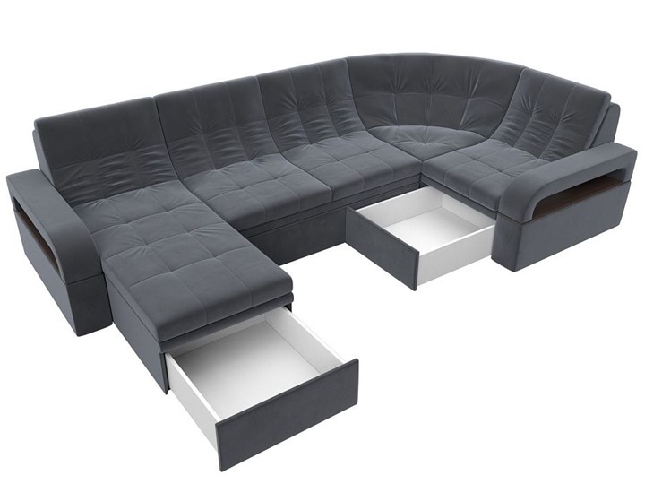 П-образный диван Лига-035, Серый (велюр) в Первоуральске - изображение 2
