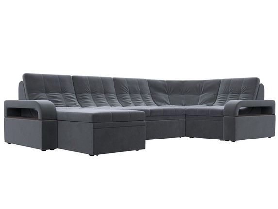 П-образный диван Лига-035, Серый (велюр) в Первоуральске - изображение
