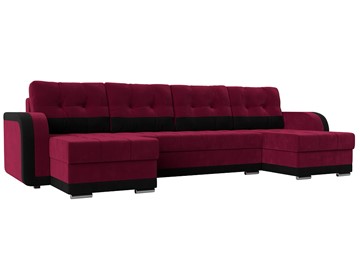 Большой П-образный диван Марсель, Бордовый\Черный (Микровельвет) в Ревде