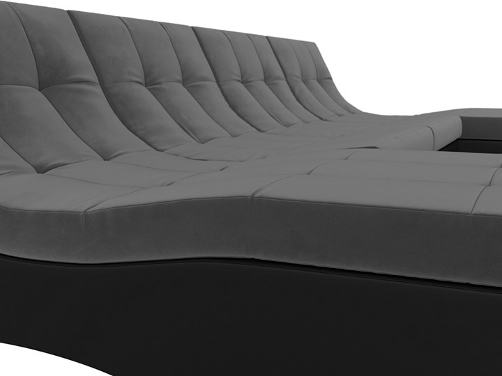 П-образный диван Монреаль, Серый\Черный (Велюр\Экокожа) в Первоуральске - изображение 3