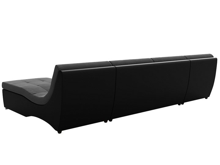 П-образный диван Монреаль, Серый\Черный (Велюр\Экокожа) в Первоуральске - изображение 5