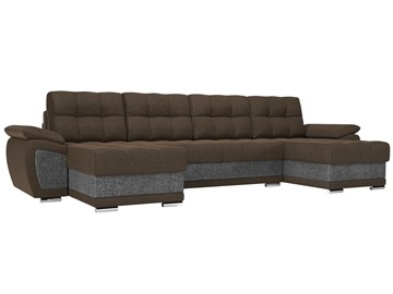 Большой П-образный диван Нэстор, Коричневый/Серый (рогожка) в Кушве