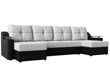 П-образный диван Сенатор, Белый/Черный (Экокожа) боннель в Ревде