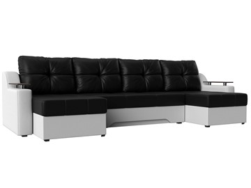 П-образный диван Сенатор, Черный/Белый (Экокожа) боннель в Ирбите