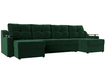 Большой П-образный диван Сенатор, Зеленый (Велюр) боннель в Краснотурьинске