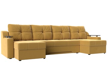 Большой П-образный диван Сенатор, Желтый (Микровельвет) боннель в Ревде