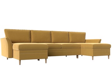 Большой П-образный диван София, Желтый (Микровельвет) в Ирбите