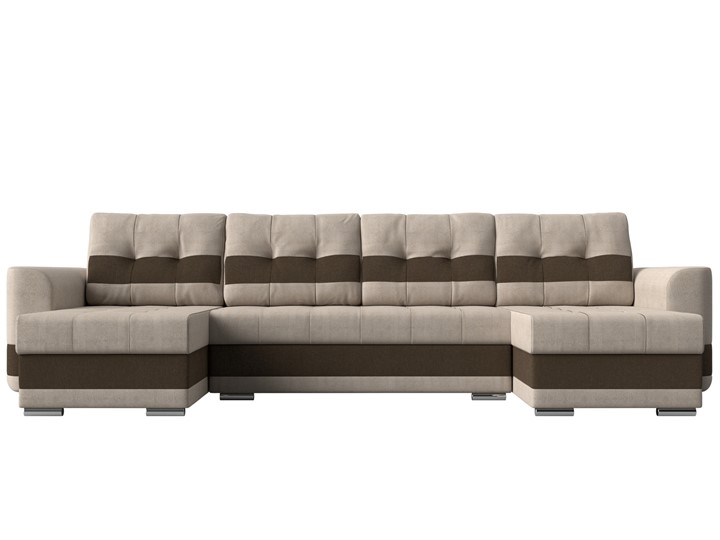 П-образный диван Честер, Бежевый/коричневый (рогожка) в Екатеринбурге - изображение 1