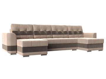П-образный диван Честер, Бежевый/коричневый (велюр) в Кушве
