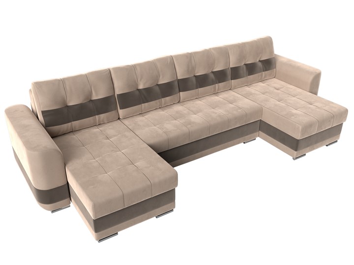 П-образный диван Честер, Бежевый/коричневый (велюр) в Екатеринбурге - изображение 4
