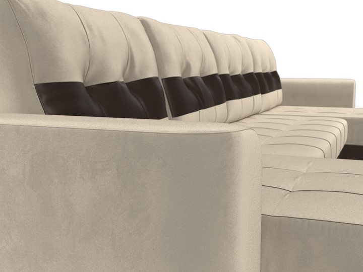 П-образный диван Честер, Бежевый/коричневый (вельвет/экокожа) в Первоуральске - изображение 3