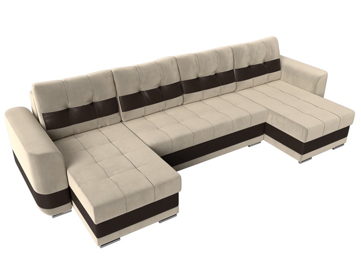 П-образный диван Честер, Бежевый/коричневый (вельвет/экокожа) в Первоуральске - изображение 4