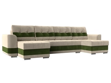 П-образный диван Честер, Бежевый/зеленый (вельвет) в Кушве