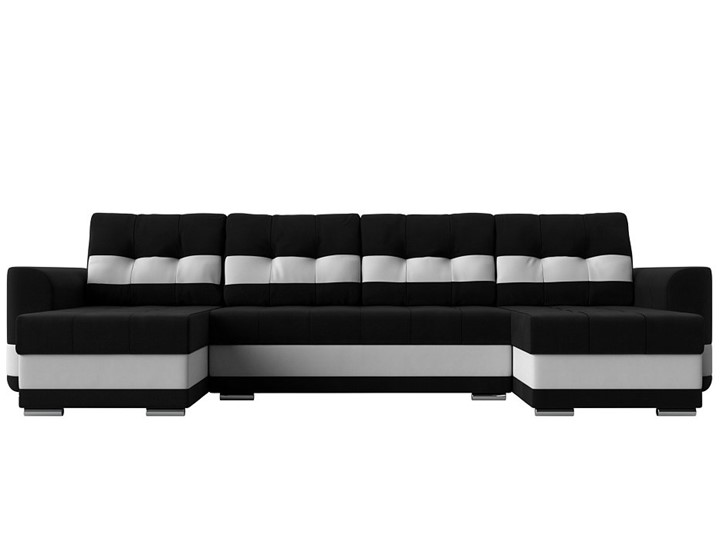 П-образный диван Честер, Черный/белый (вельвет/экокожа) в Екатеринбурге - изображение 1