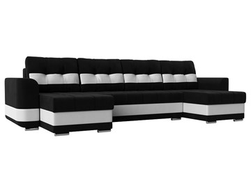 П-образный диван Честер, Черный/белый (вельвет/экокожа) в Ревде