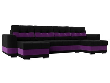 П-образный диван Честер, Черный/фиолетовый (вельвет) в Екатеринбурге