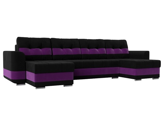 П-образный диван Честер, Черный/фиолетовый (вельвет) в Богдановиче - изображение
