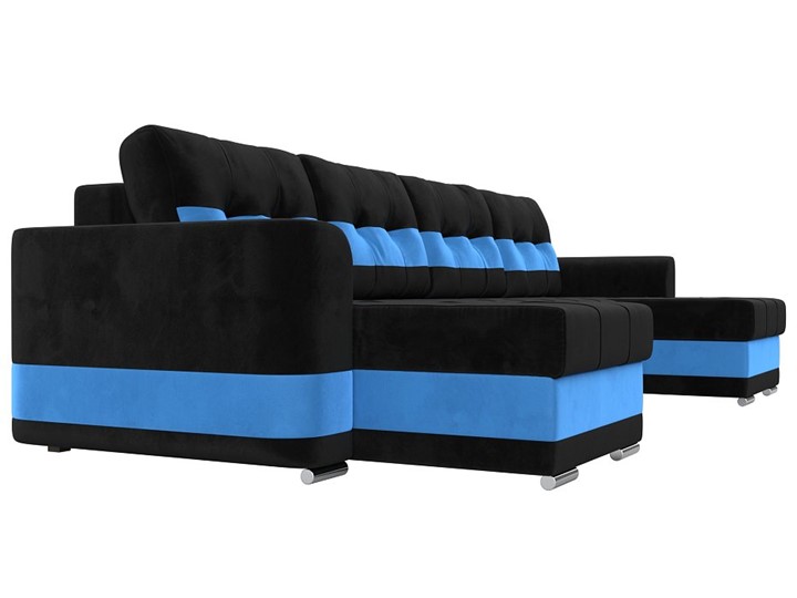 П-образный диван Честер, Черный/голубой (велюр) в Екатеринбурге - изображение 2