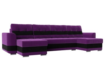 П-образный диван Честер, Фиолетовый/черный (вельвет) в Первоуральске - предосмотр