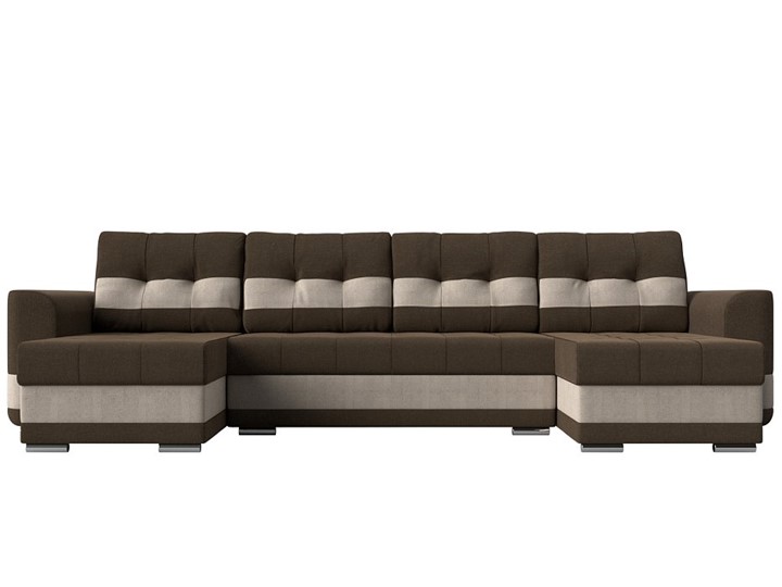 П-образный диван Честер, коричневый/бежевый (рогожка) в Первоуральске - изображение 1