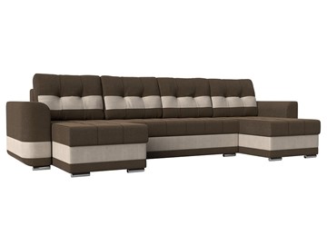 П-образный диван Честер, коричневый/бежевый (рогожка) в Первоуральске - предосмотр