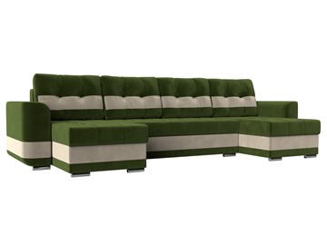 П-образный диван Честер, Зеленый/бежевый (вельвет) в Кушве