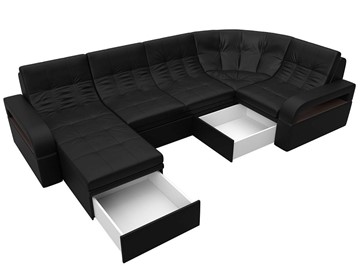 П-образный диван Лига-035, Черный (Экокожа) в Ревде - предосмотр 1