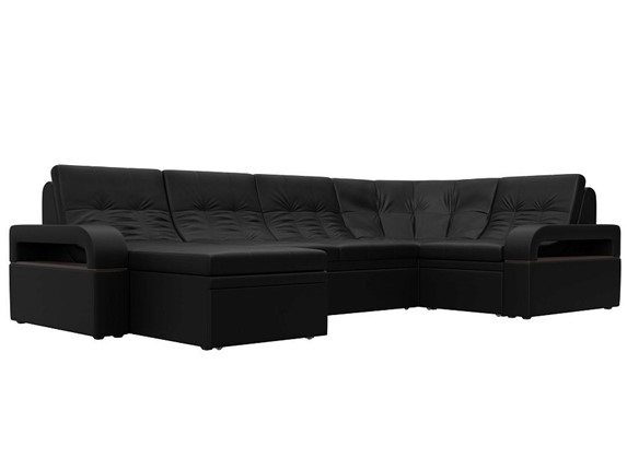 П-образный диван Лига-035, Черный (Экокожа) в Екатеринбурге - изображение