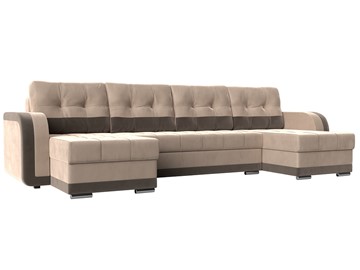 П-образный диван Марсель, Бежевый/коричневый (велюр) в Ревде