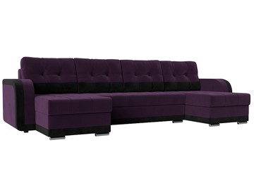 П-образный диван Марсель, Фиолетовый/черный (велюр) в Екатеринбурге