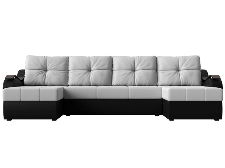 П-образный диван Меркурий П, Белый/черный (экокожа) в Екатеринбурге - изображение 1