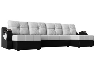 П-образный диван Меркурий П, Белый/черный (экокожа) в Екатеринбурге