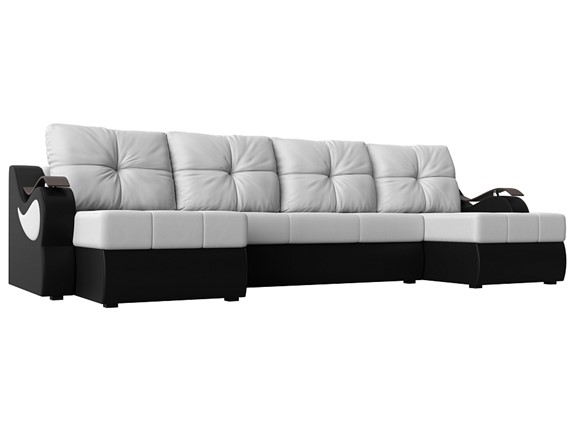 П-образный диван Меркурий П, Белый/черный (экокожа) в Екатеринбурге - изображение