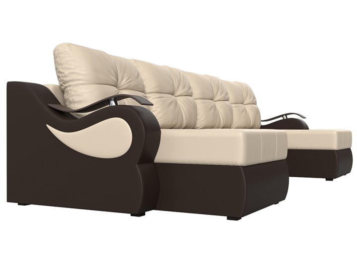 П-образный диван Меркурий П, Бежевый/коричневый (экокожа) в Богдановиче - изображение 2