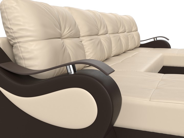 П-образный диван Меркурий П, Бежевый/коричневый (экокожа) в Богдановиче - изображение 3