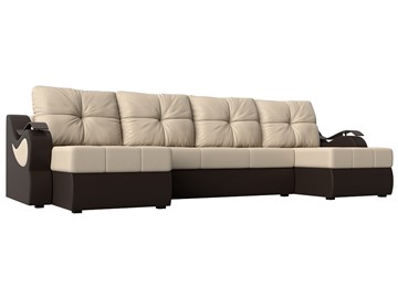 П-образный диван Меркурий П, Бежевый/коричневый (экокожа) в Артемовском