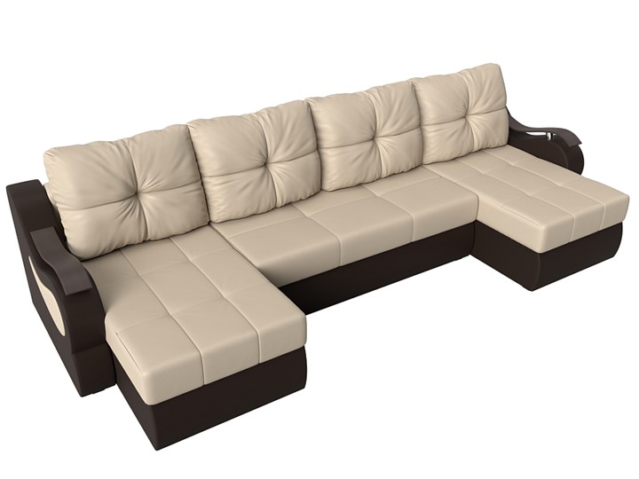 П-образный диван Меркурий П, Бежевый/коричневый (экокожа) в Екатеринбурге - изображение 4