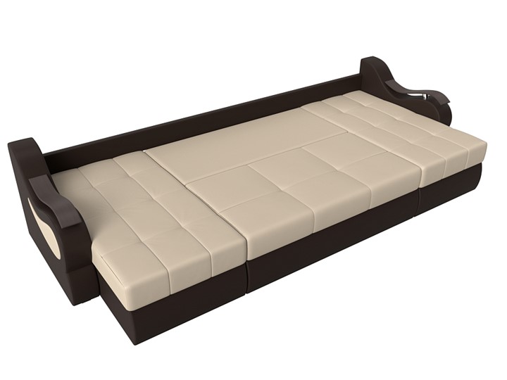 П-образный диван Меркурий П, Бежевый/коричневый (экокожа) в Богдановиче - изображение 5