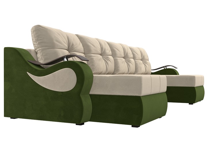 П-образный диван Меркурий П, Бежевый/зеленый (вельвет) в Екатеринбурге - изображение 2