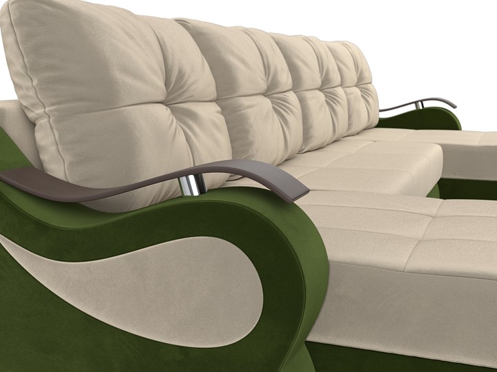 П-образный диван Меркурий П, Бежевый/зеленый (вельвет) в Екатеринбурге - изображение 3