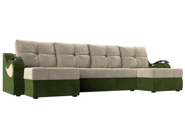 П-образный диван Меркурий П, Бежевый/зеленый (вельвет) в Первоуральске