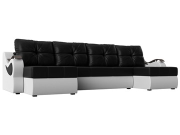 П-образный диван Меркурий П, Черный/белый (экокожа) в Первоуральске