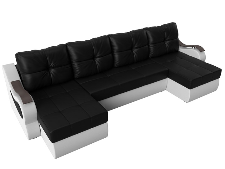 П-образный диван Меркурий П, Черный/белый (экокожа) в Первоуральске - изображение 4