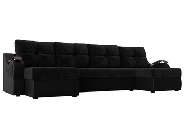 П-образный диван Меркурий П, Черный\Черный (Велюр\Экокожа) в Первоуральске