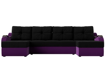 П-образный диван Меркурий П, Черный/фиолетовый (вельвет) в Ревде - предосмотр 1