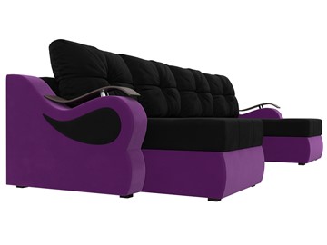П-образный диван Меркурий П, Черный/фиолетовый (вельвет) в Ревде - предосмотр 2