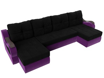 П-образный диван Меркурий П, Черный/фиолетовый (вельвет) в Ревде - предосмотр 4