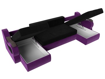 П-образный диван Меркурий П, Черный/фиолетовый (вельвет) в Ревде - предосмотр 6